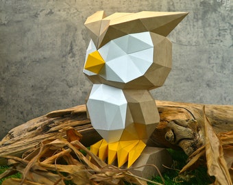 Owl paper model ,Papercraft , DIY , Low poly ,  PDF Papercraft ,  Owl Model , Owl low poly ,Owl