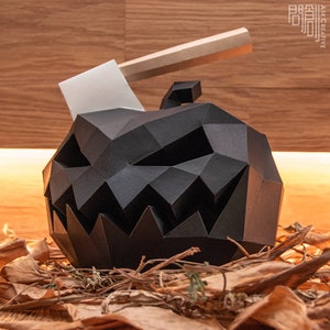 Axe Pumpkin ,Papercraft , DIY , Low poly ,  PDF Papercraft , Wizard Hat , Halloween