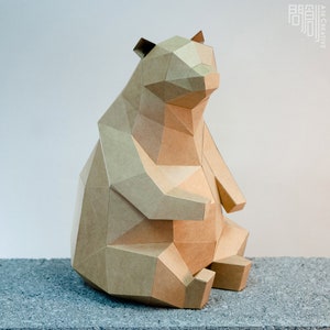 Modello di carta orso, Papercraft, fai da te, Low poly, PDF Papercraft, modello orso, orso low poly, orso