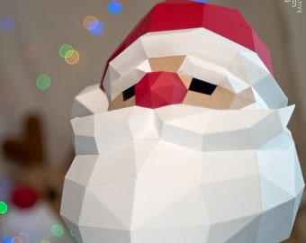 Santa Claus mask, Papercraft, DIY, Low poly, Mask, PDF Papercraft, Santa  ,Pattern mask , Santa Claus