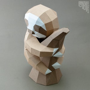 Sloth paper model,Papercraft , DIY , Low poly , PDF Papercraft , Sloth Model , Sloth low poly , Sloth , polygonal , decoration image 3