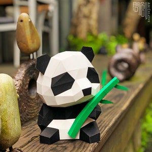 Panda paper model ,Papercraft , DIY , Low poly ,  PDF Papercraft , Panda Model , Panda low poly , Panda