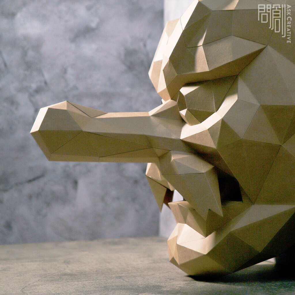 Tengu Mask Papercraft DIY Low Poly PDF Papercraft Etsy Australia
