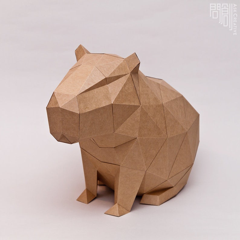 Capybara Paper Model papercraft DIY Low Poly PDF - Etsy
