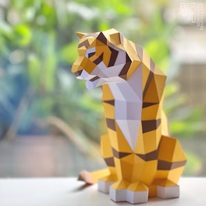 Bengal Tiger paper model ,Papercraft , DIY , Low poly ,  PDF Papercraft , Tiger Model , Tiger low poly , Tiger