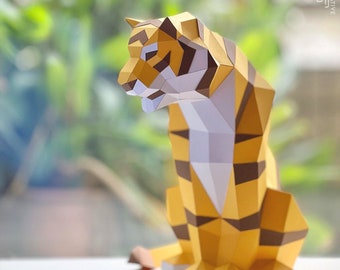 Bengal Tiger paper model ,Papercraft , DIY , Low poly ,  PDF Papercraft , Tiger Model , Tiger low poly , Tiger