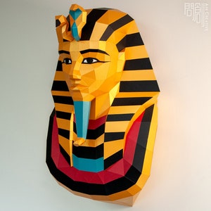 Tutankhamun gold mask, Papercraft , DIY , Low poly ,  PDF Papercraft , fantasy Model , polygonal , Mummy.