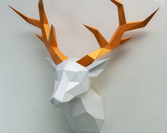 Deer paper decoration,Papercraft , DIY , Low poly ,  PDF Papercraft , DeerModel , Deer low poly , polygonal ,