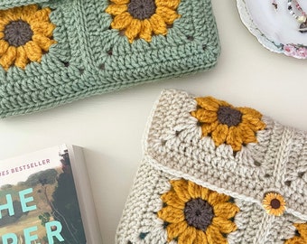 Funda para libro de girasol de ganchillo