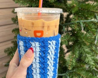 crochet striped cup cozy