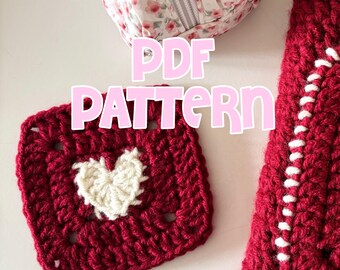 crochet pattern - heart granny square