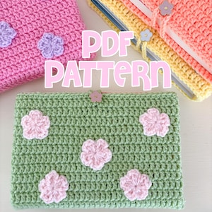 crochet pattern - flower power book and kindle paperwhite sleeve