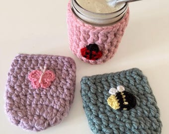 crochet chunky bug cup cozy