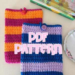 crochet pattern - chunky stripe book sleeve