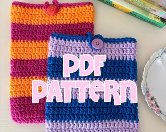 Patrón de ganchillo - funda para libro de rayas gruesas