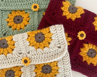 crochet sunflower kindle sleeve