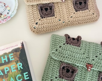 crochet teddy bear book sleeve