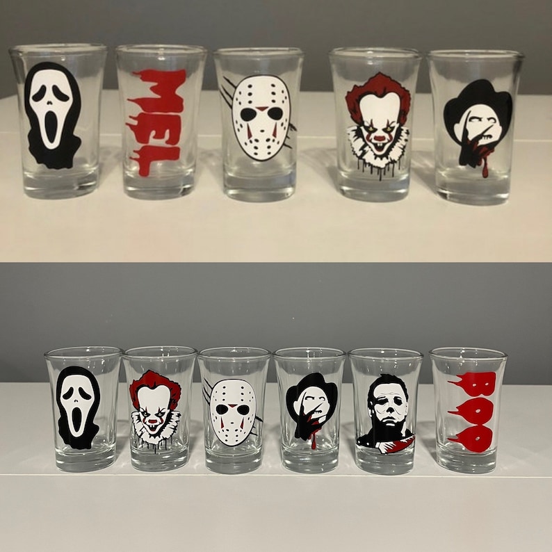 Halloween Themed Shot Glasses set of 3 Monster Themed Shot Etsy