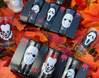 Halloween Monster Shot Glasses: Horror Movie Theme, Set of 3