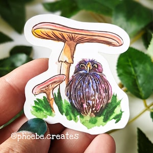 Sticker en vinyle Petite chouette, vinyle mat de qualité supérieure pour bouteille d'eau, ordinateur portable, journal, aquarelle dessinée à la main