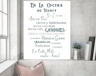 Personalized En Mi Cocina, Boricua, PR Wall Art, PR Kitchen Art, Arte de Pared, Puerto Rican Pride, PR Bridal Shower, Decoracion de Cocina