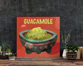 Guacamole Print, Arte de Pared, Fiesta Bridal Shower, Food Printable, Mexican Print, Mexican Wall Art, Foodie Gift, Food Illustration,Cocina