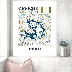 Letrero de Peruana, Cocina Peruana, Comida Peruana, Decoracion de Cocina, Pared, Peru Food Poster, Peru Word Art