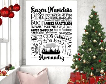 Sazón Navideño Personalized Puerto Rico Christmas Kitchen Art, Puerto Rico Christmas, Food Print, Decor, Puerto Rican Art, Food Poster