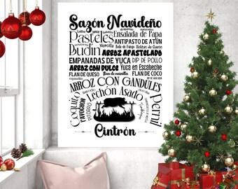 Sazón Navideño Personalized Puerto Rico Christmas Kitchen Art, Puerto Rico Christmas, Food Print, Decor, Puerto Rican Art, Food Poster