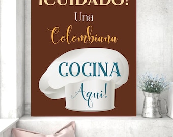Colombia, Colombian Art, Cocina Colombiana, Wall Art, Kitchen Art, Arte de Pared, Pride, Bridal Shower, Decoracion de Cocina, Signs, Gifts