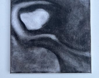 Original Charcoal Abstract Art on Canvas – Flux V – Black and White Artwork