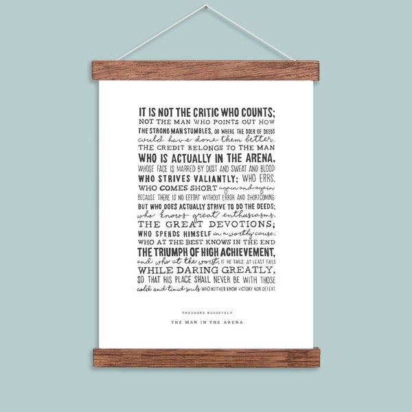 The Man In The Arena Art Print, Daring Greatly Wall Decor, Theodore Roosevelt Inspirational Speech
