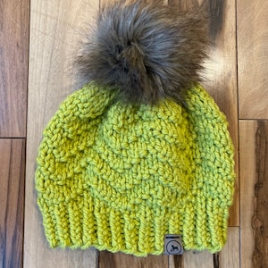 Custom Handmade Hat | Handmade Knit Hat with Detachable Faux Fur Pom Pom
