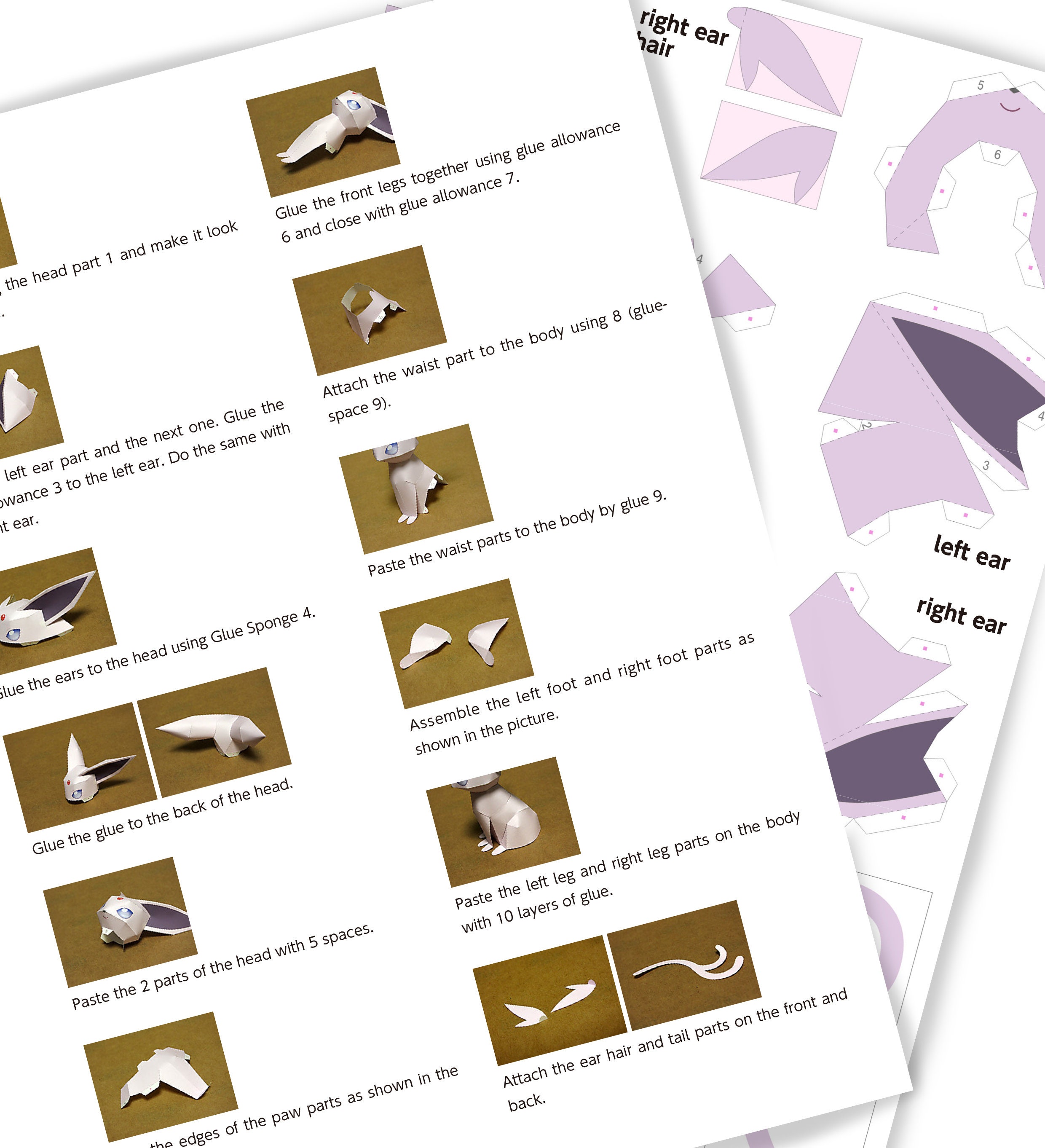 Pokemonp Espeon Papercraft Template DIY Paper Craft for - Etsy