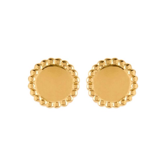Boucles D'oreilles Puces Perles Plaqué Or 18 Carats - Diamètre 10mm, Perles De Synthèse
