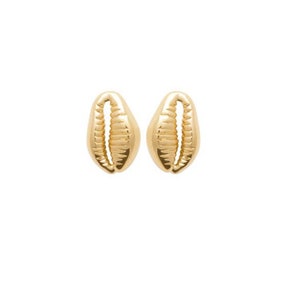 Earrings shell fleas, Earrings gold plated chips 750 cowry pattern - gold plated 750 earings