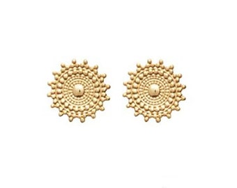 Earrings chip circles beaded gold-plated 750/1000 guaranteed without hypoallergic nickel