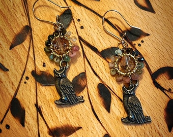 Harvest Owl Earrings - Athena : Goddess of Wisdom
