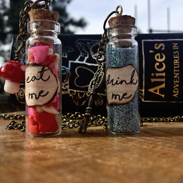 Wonderland "Drink Me" and "Eat Me" Bottle Charms