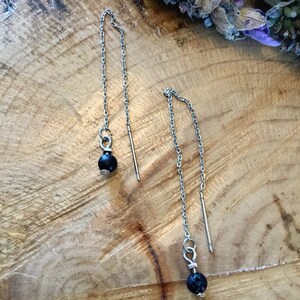 Lava Stone Threader Earrings with Mini Diffuser Roller