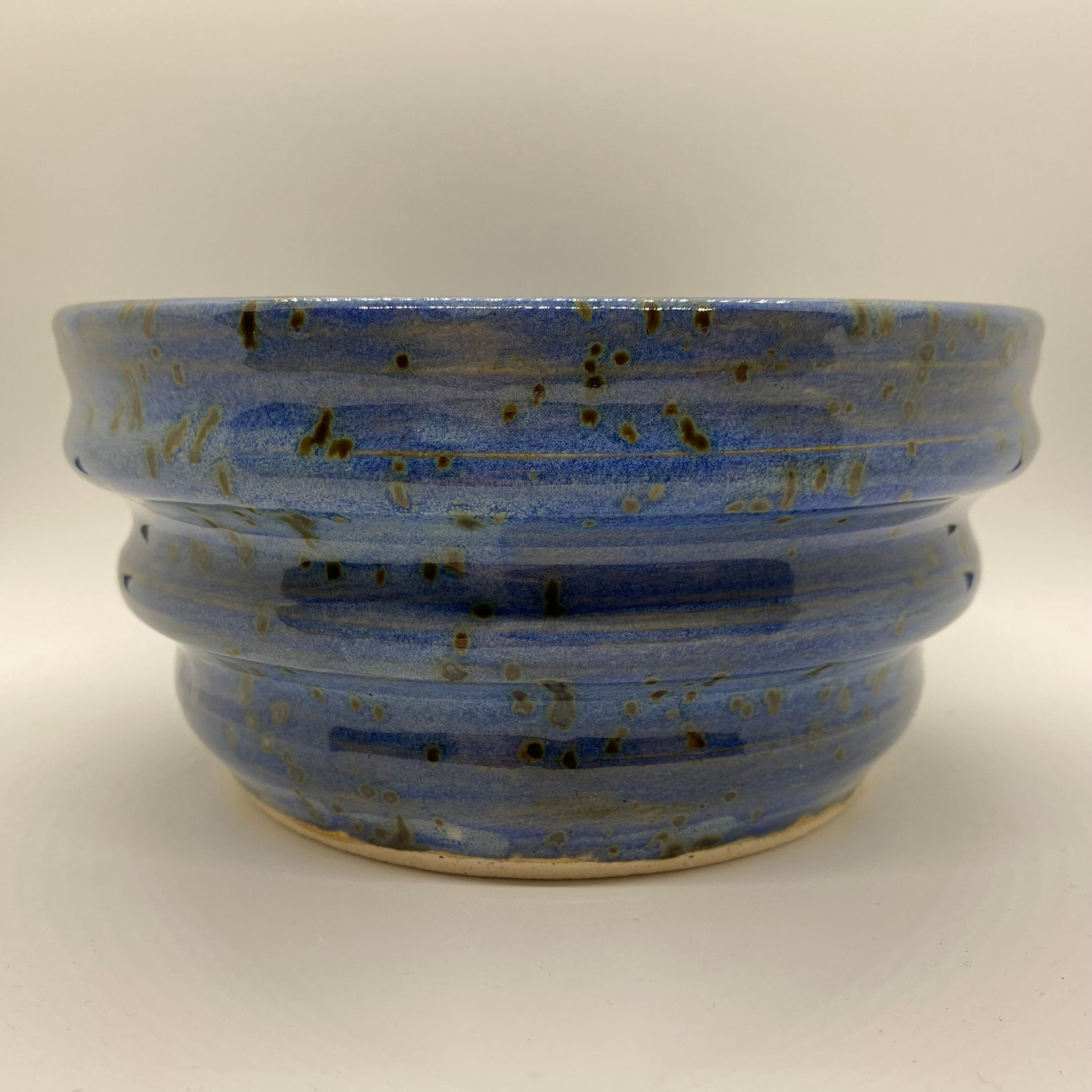 Hand Thrown Speckled Deep Blue Stoneware Swirl Bowls, Serving Bowl ...