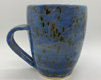 Hand Thrown Blue Stoneware Mug, Speckled Blue Mug, Deep Blue Mug, Hand Thrown Mug