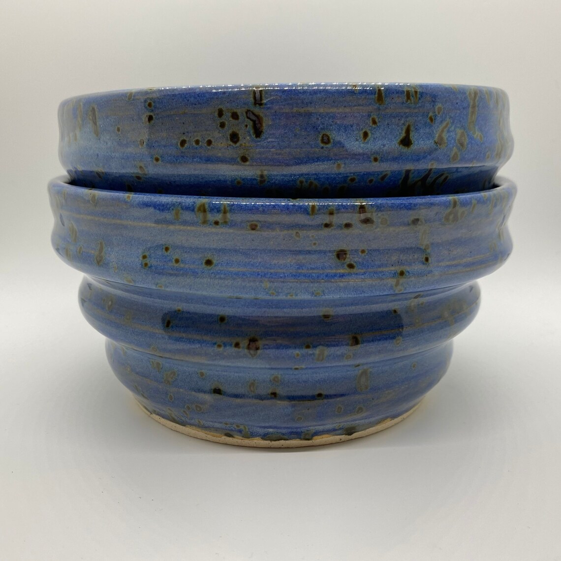 Hand Thrown Speckled Deep Blue Stoneware Swirl Bowls, Serving Bowl ...