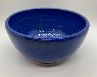 Hand Thrown Stoneware Bowl, Blue Bowl, Cereal Bowl, Blue Soup Bowl