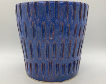 Hand Thrown Blue And Pink Stoneware Vase, Blue And Pink Vase, Hand Made Vase