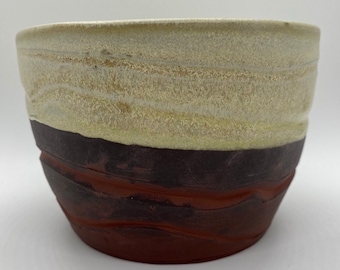 Jardinera de gres arrojada a mano, Jardinera de arcilla roja, Jardinera de trabajo crudo, Jardinera texturizada, Jardinera con drenaje