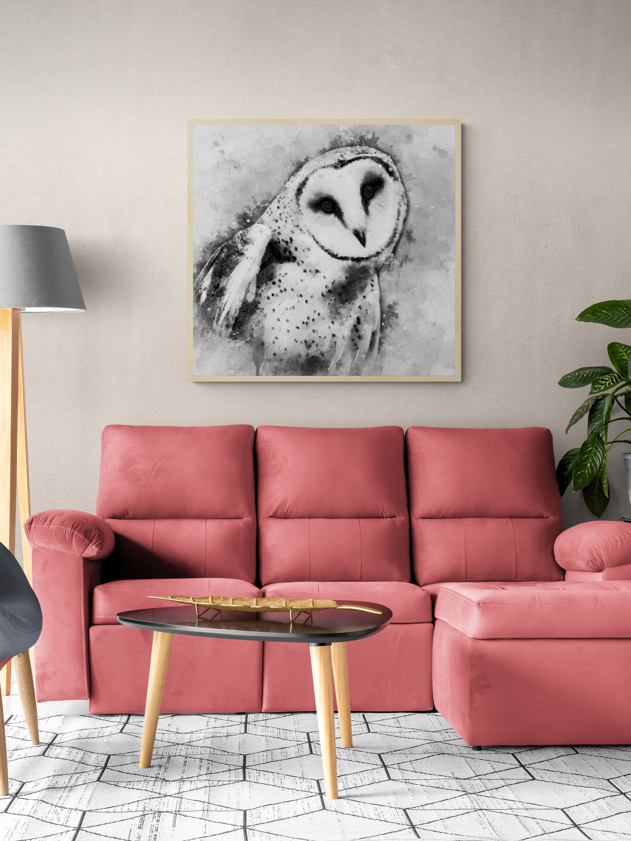 Square Watercolor Giclee Print Barn Owl Deborah Roy Fine Art Wall Painting Wildlife Nature Metal Con
