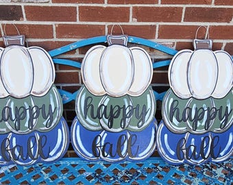 Pumpkin Door Hanger - Happy Fall - 3 Tier Pumpkin - Fall Door Hanger - Customizable