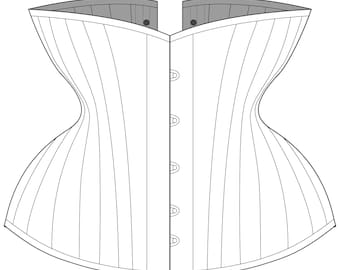 Sparklewren 'Bird's Wing' multi-panelled underbust corset digital garment pattern - 20-36" waists