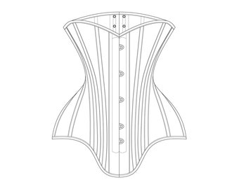 1900s Midbust Edwardian 4 Panel Corset PDF Pattern - Original Historical Garment Sizes 20-36" Waists